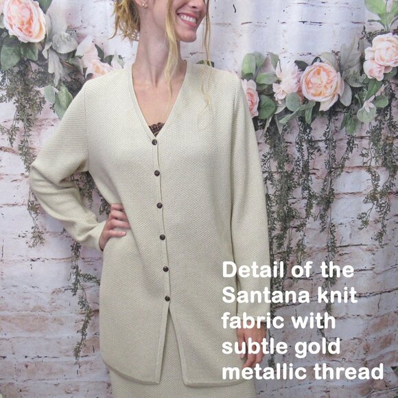 42" bust blazer & skirt set VTG beige St John Knit Collection Marie Gray classic - Picture 3 of 13